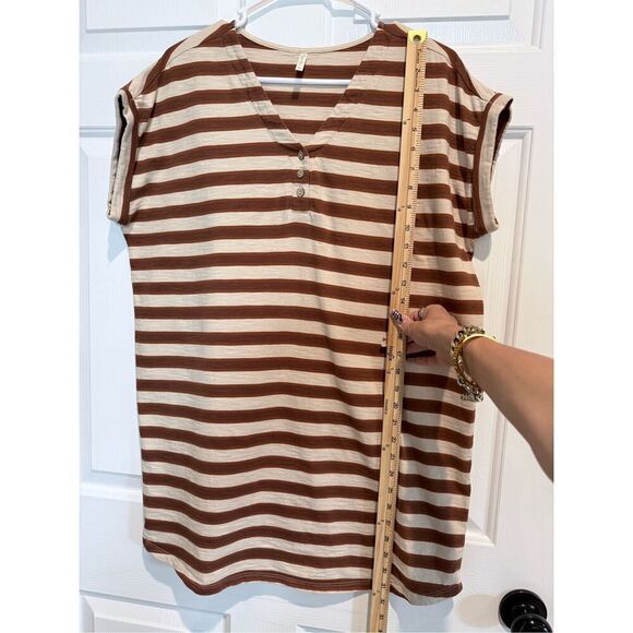 Rylee & Cru Cedar Stripe All Over Short Sleeve Henley Shirt Mini Dress Women's - Picture 12 of 15